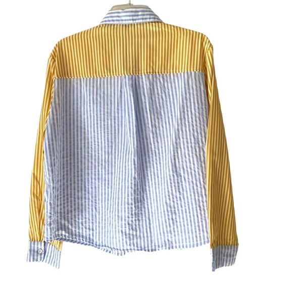 Azura Stripe Set Yellow Blue White Shorts Button Down Shirt size medium - Picture 7 of 12